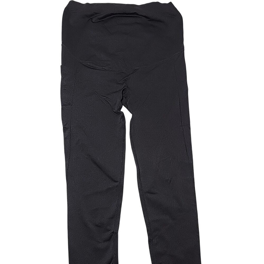 Time and Tru Maternity Black Leggings Hip Pockets Size L (12-14) Lounge Stretch